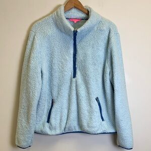 Light Blue Fleece Pullover with Zipper